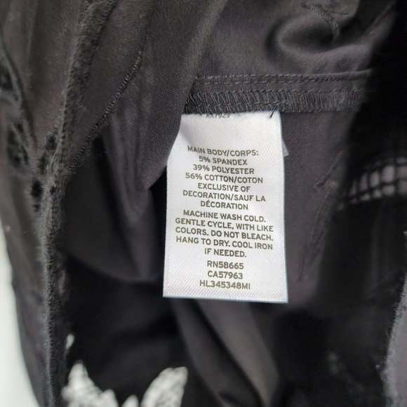 Chelsea28 Off The Shoulder Cropped Blouse XS Black ¾ Tie Sleeve Floral Cutout - Picture 7 of 12